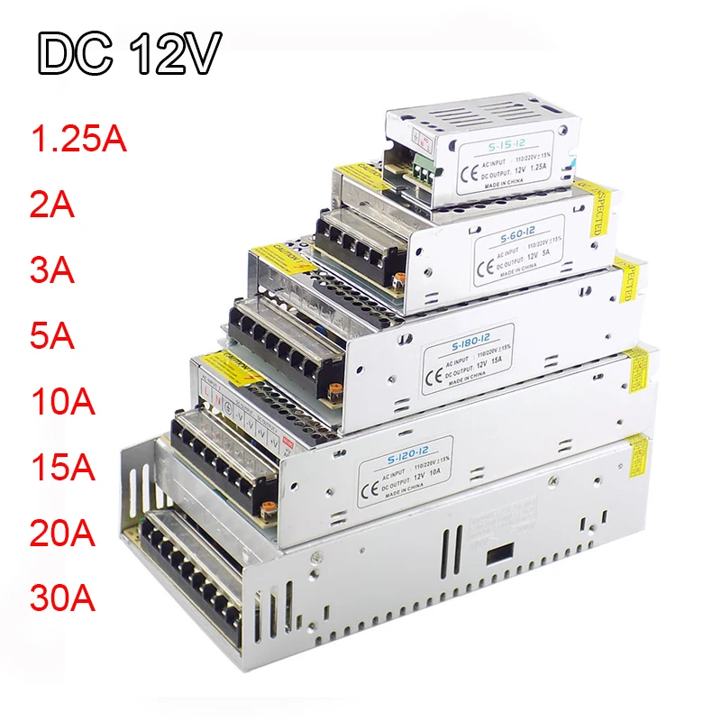 DC 12V 1A~30A Lighting Transformer Power Supply Adapter CCTV Camera Converter for LED Strip Light Switch Driver Charger
DC 12V 1A~30A Lighting Transformer Power Supply Adapter CCTV Camera Converter for LED Strip Light Switch Driver Charger