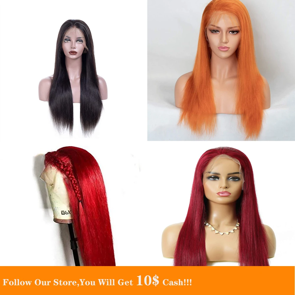 13x4 Lace Front Human Hair Wig SilkyLong Straight Preplucked Colored Jet Black Blue Orange Red Hair Wig With Natural Hairline 
13x4 Lace Front Human Hair Wig SilkyLong Straight Preplucked Colored Jet Black Blue Orange Red Hair Wig With Natural Hairline