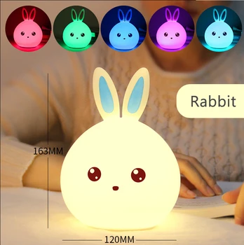 Cartoon Rabbit LED Night Light Soft Silicon Table Lights Multicolor Touch Sensor Lighting For Children Baby Kids Bedside Lamp
Cartoon Rabbit LED Night Light Soft Silicon Table Lights Multicolor Touch Sensor Lighting For Children Baby Kids Bedside Lamp