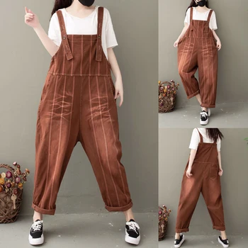 Striped Jean Jumpsuits New Spring Pockets Denim Overalls Large size Vintage Drop Crotch Cowboy Rompers for Women Baggy Bib jeans
Striped Jean Jumpsuits New Spring Pockets Denim Overalls Large size Vintage Drop Crotch Cowboy Rompers for Women Baggy Bib jeans