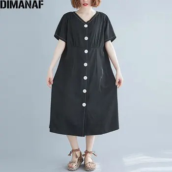 DIMANAF Summer Women Dress Sundress Office Lady Vestidos Elegant V-Neck A-Line Button Loose Plus Size Solid Black Dresses 2020
DIMANAF Summer Women Dress Sundress Office Lady Vestidos Elegant V-Neck A-Line Button Loose Plus Size Solid Black Dresses 2020