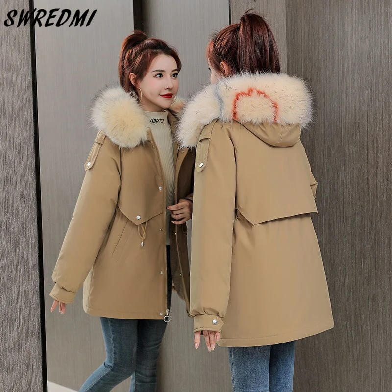 SWREDMI 2023 Snow Wear Parkas Thicken Warm Jackets Winter Women Large Fur Collar Padded Clothing Female Coats Outwear
SWREDMI 2023 Snow Wear Parkas Thicken Warm Jackets Winter Women Large Fur Collar Padded Clothing Female Coats Outwear