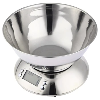 5kg/1g Digital Kitchen Scale Stainless Steel Alarm Timer Temperature Multifunction Food Weighing Scale with Bowl
5kg/1g Digital Kitchen Scale Stainless Steel Alarm Timer Temperature Multifunction Food Weighing Scale with Bowl