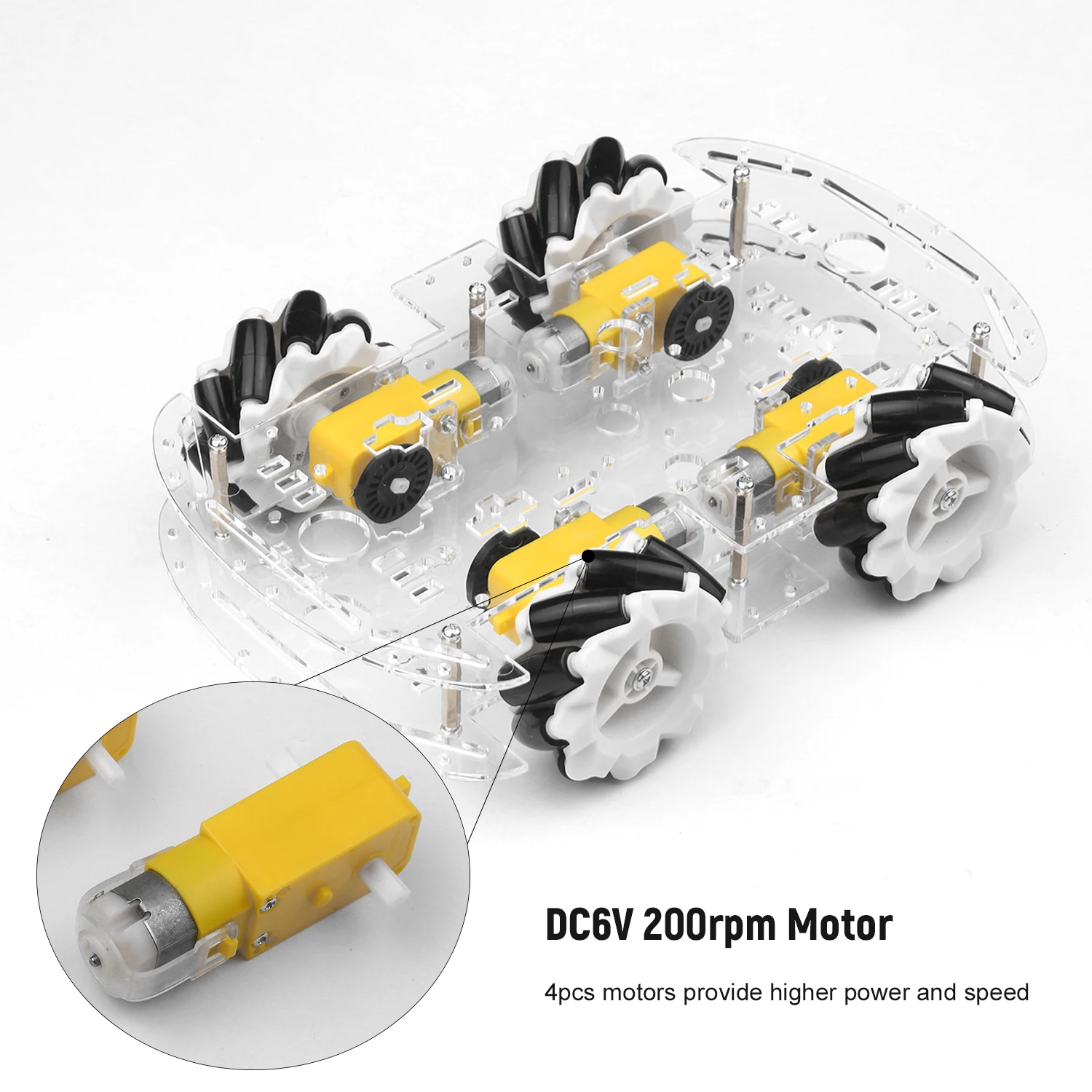 4WD Smart Car Chassis DIY Kit Omni-mobile Dual Layer Platform with 4 Omni-directional Wheels Solid Robotic | Инструменты