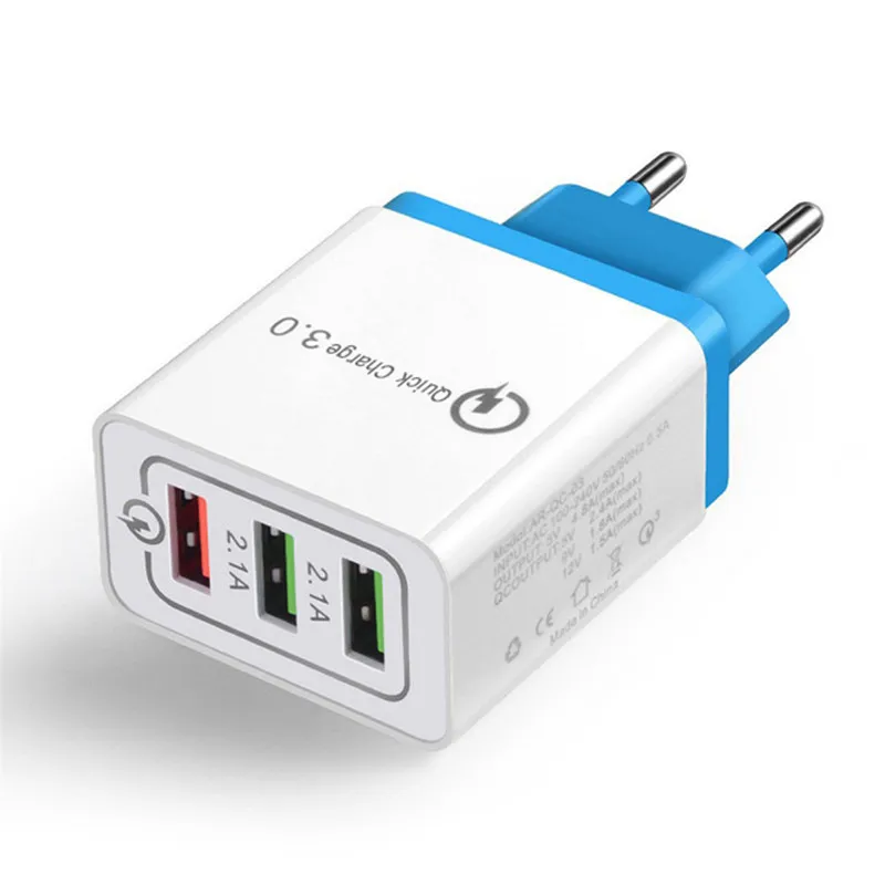 Портативное дорожное Сетевое зарядное устройство с 3 USB-портами быстрая зарядка QC