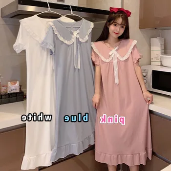 2020 Women's Korean Ins Sweet Doll Collar Lace Ruffled Bow Tie Lace Short-sleeved Nightdress Home Service
2020 Women's Korean Ins Sweet Doll Collar Lace Ruffled Bow Tie Lace Short-sleeved Nightdress Home Service