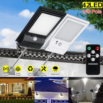 42 LED Solar Light Ultra-thin Wireless PIR Motion Sensor Solar Lamp with Remote Controll Ip65 Waterproof Garden Outdoor Lighting