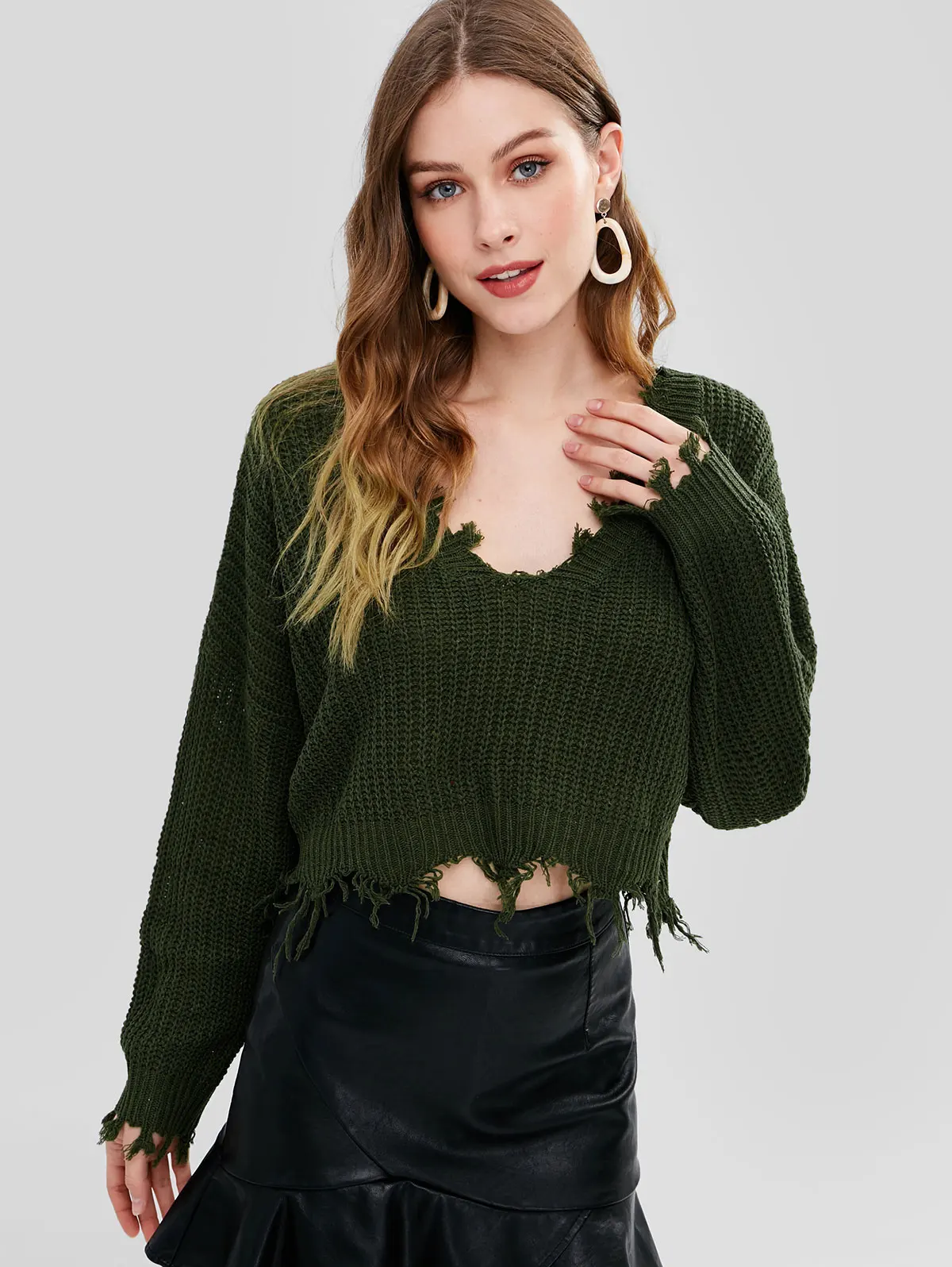 ZAFUL Tassel Deep V Knitted Pullover Female Autumn Winter Long Sleeve Knit Crochet Sweater Women Cropped Jumper Pull Top Sweater
ZAFUL Tassel Deep V Knitted Pullover Female Autumn Winter Long Sleeve Knit Crochet Sweater Women Cropped Jumper Pull Top Sweater