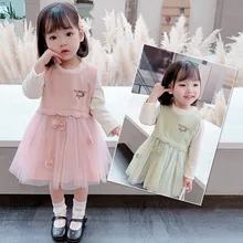 Spring Autumn Baby Girls Mesh Dresses Set Long Sleeve Shirt Top+Bow Princess Dress Kids Sweet Wedding Holiday Party Dress 0-3T 
Spring Autumn Baby Girls Mesh Dresses Set Long Sleeve Shirt Top+Bow Princess Dress Kids Sweet Wedding Holiday Party Dress 0-3T