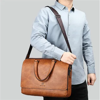 Men's Shoulder Handle Bags PU Leather Vintage Business Big Man Handbag 15 Inch Laptop Male Shoulder Cross body Bag 2020 Fashion 
Men's Shoulder Handle Bags PU Leather Vintage Business Big Man Handbag 15 Inch Laptop Male Shoulder Cross body Bag 2020 Fashion