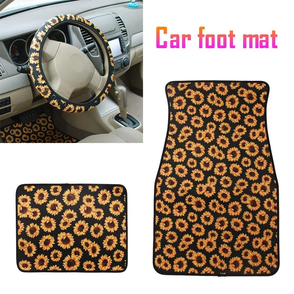 3pcs/Set Universal Car Floor Foot Mats Car Styling Anti-Slip Neoprene Sunflower 2pcs Car Mat Carpet 1pcs Steering Wheel Cover
3pcs/Set Universal Car Floor Foot Mats Car Styling Anti-Slip Neoprene Sunflower 2pcs Car Mat Carpet 1pcs Steering Wheel Cover