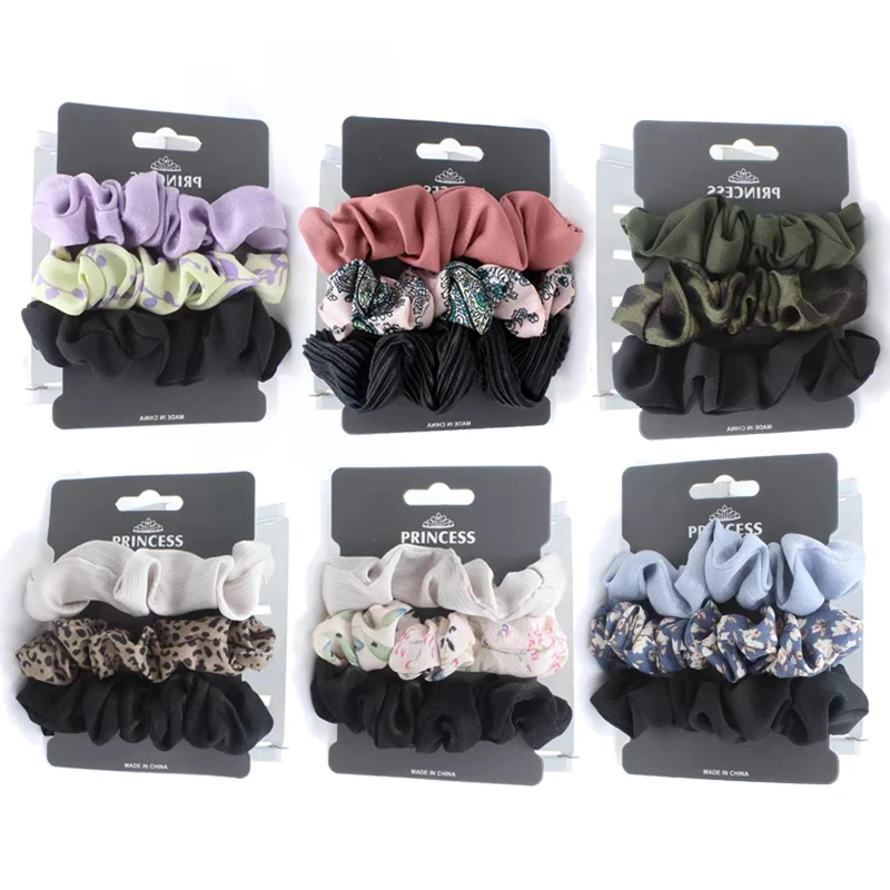 

3Pcs Fashion Elegant Velvet Scrunchies Set Elastic Hair Bands Dot Scrunchie Headband Women Girl Ponytail Holder Hair Accessories