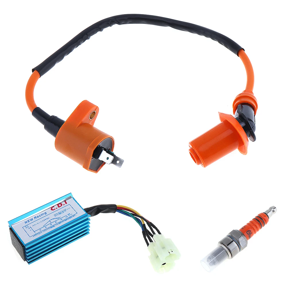 New GY6 A Set Infinite Speed Spark-Plug Refit Accessories with Ignition Coil and CDI Box for Scooter 
New GY6 A Set Infinite Speed Spark-Plug Refit Accessories with Ignition Coil and CDI Box for Scooter