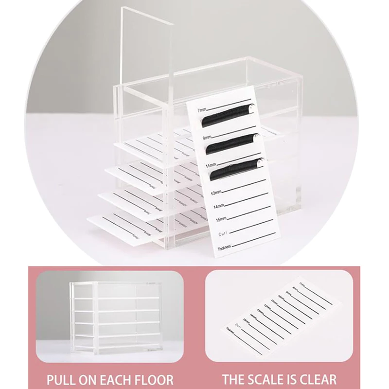 

False Eyelashes Storage Box 5 Layers Acrylic Pallet Lash Holder For Eyelash Extension Individual Lash Volume Display Stand Tools