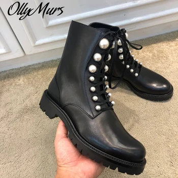 Prowow Ankle Boots Platform Chelsea Boots Leather Shoes Women Pearl Bota Feminina Lace up Boots Black Sapato Feminino
Prowow Ankle Boots Platform Chelsea Boots Leather Shoes Women Pearl Bota Feminina Lace up Boots Black Sapato Feminino