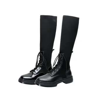 Retro Knee High Boots Genuine Leather knitting Chunky low Heels Platform Shoes Woman Party dress ladies boots size 41 42 43 
Retro Knee High Boots Genuine Leather knitting Chunky low Heels Platform Shoes Woman Party dress ladies boots size 41 42 43