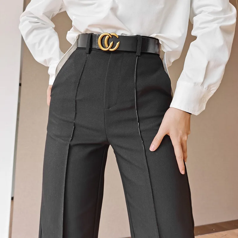 Yuqung Casual High Waist Black Straight Pants Women Autumn Spring Ladies Office Pocket Solid Female Wide Leg Trousers 2020
Yuqung Casual High Waist Black Straight Pants Women Autumn Spring Ladies Office Pocket Solid Female Wide Leg Trousers 2020
