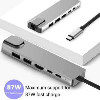 USB C Hub 6 in 1 Multiport Adapter with PD Power Delivery, 4K HDMI Output, 2 USB Ports, Type-C to HDMI/87WPD RJ45 Hub
USB C Hub 6 in 1 Multiport Adapter with PD Power Delivery, 4K HDMI Output, 2 USB Ports, Type-C to HDMI/87WPD RJ45 Hub