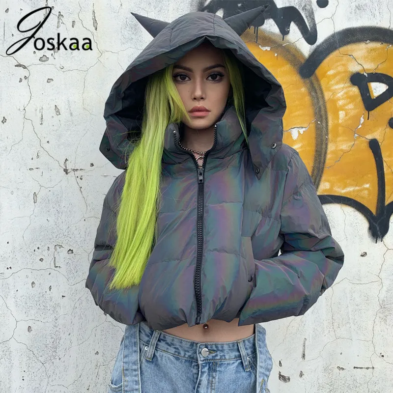Joskaa Winter Rainbow Reflective Women Coat Warm Jacket 2019 Hooded Short Top Mujer Neon Color Casual Outwear
Joskaa Winter Rainbow Reflective Women Coat Warm Jacket 2019 Hooded Short Top Mujer Neon Color Casual Outwear