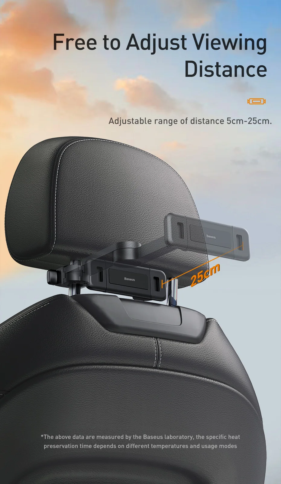 Gadgetoo Baseus Fun Journey Backseat Lazy Bracket Car Seat Rear Phone Holder For 4.7-12.3 Inch Phones And Tablets