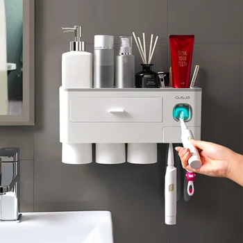 Wall Mount Magnetic Adsorption Inverted Toothbrush Holder Toothpaste Dispenser Makeup Storage Rack For Bathroom Accessories Set
Wall Mount Magnetic Adsorption Inverted Toothbrush Holder Toothpaste Dispenser Makeup Storage Rack For Bathroom Accessories Set
