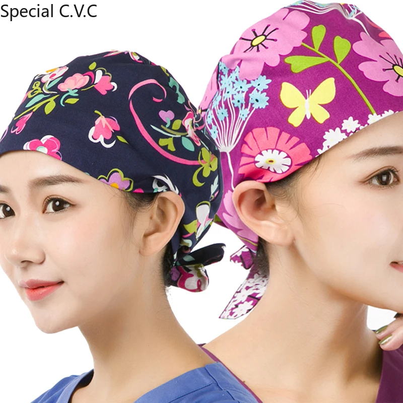 Flower Printed Scrub Caps for Women and Men Pure Cotton Nursing Hat Hospital Medical Adjustable Tieback Elastic Surgical Cap
Flower Printed Scrub Caps for Women and Men Pure Cotton Nursing Hat Hospital Medical Adjustable Tieback Elastic Surgical Cap