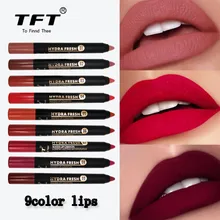 9 Warna Makeup Seksi Matte Lip Kit Wanita Lipstik Tahan Lama Tahan Air Merah Beludru Matte Nude Lipstik Pensil 2019 Baru # A(China)