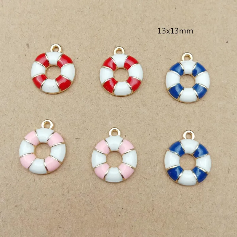 10pc 13mm Gold Color Zinc Alloy Enamel Swim circle Charms oil drop charms For DIY Fashion Earrings Jewelry Making Accessories | Украшения и