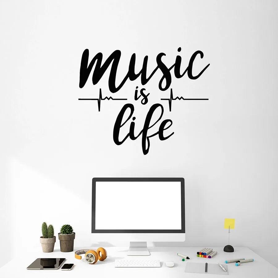 

Music Is Love Wall Decal Phrase Heartbeat Musical Teen Room Bedroom Studio Interior Decor Vinyl Window Sticker Quotes Mural M041