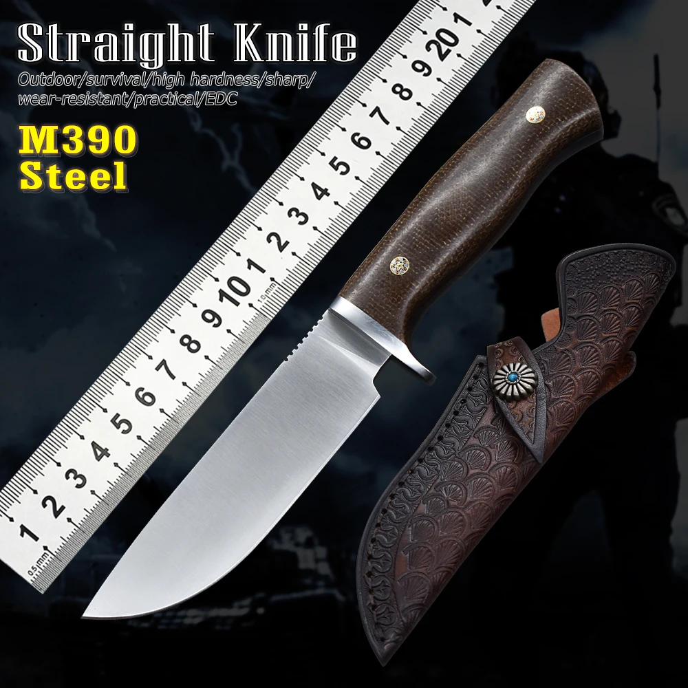 M390 Steel Straight Knife Tactical Outdoor Knife EDC Tool Cutting Fruit Slice Knife Camping Survival Fixed Blade Leather Sheath
M390 Steel Straight Knife Tactical Outdoor Knife EDC Tool Cutting Fruit Slice Knife Camping Survival Fixed Blade Leather Sheath