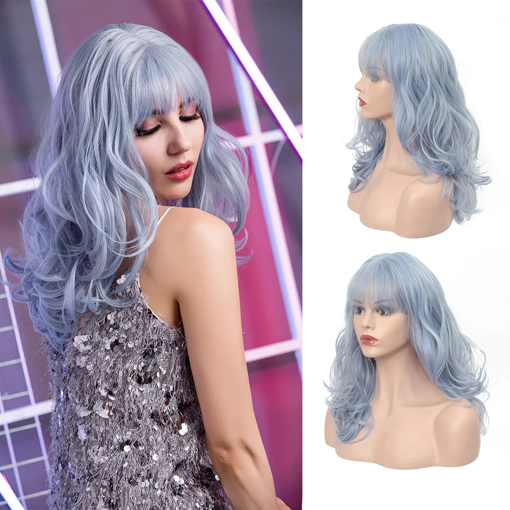 Synthetic Blue Wig with Bangs Middle Part 18 Inch Natural Wave X-TRESS Soft Wig With Bangs Heat Resistant Fiber Colorful Wig
Synthetic Blue Wig with Bangs Middle Part 18 Inch Natural Wave X-TRESS Soft Wig With Bangs Heat Resistant Fiber Colorful Wig