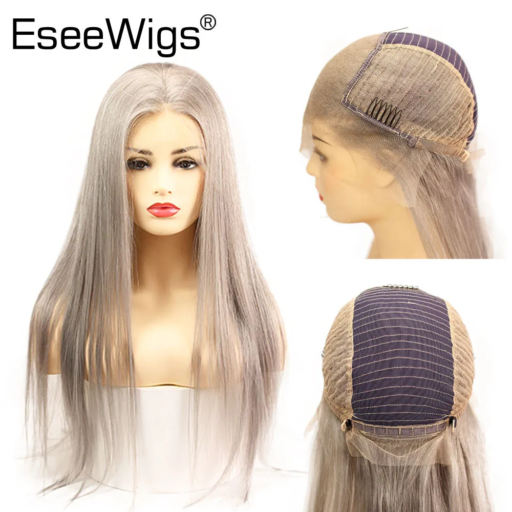 Eseewigs серебристо серый 13x6 прозрачные парики на кружеве человеческие волосы