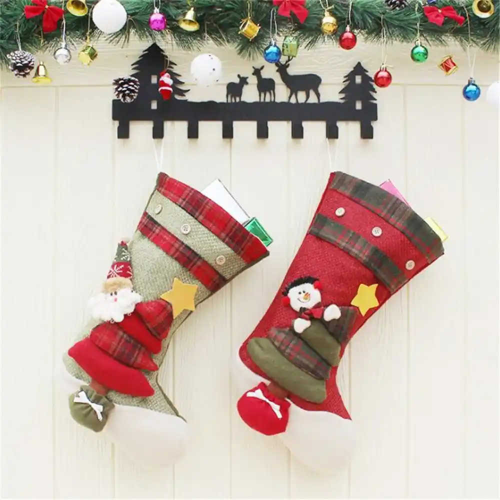 christmas gift socks candy bags pendant santa claus snowman cute