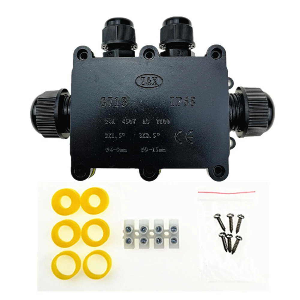 New Junction box Waterproof Cable connection Junction box 450V IP68 socket High Quality Fire Resistant Junction box 24A 
New Junction box Waterproof Cable connection Junction box 450V IP68 socket High Quality Fire Resistant Junction box 24A