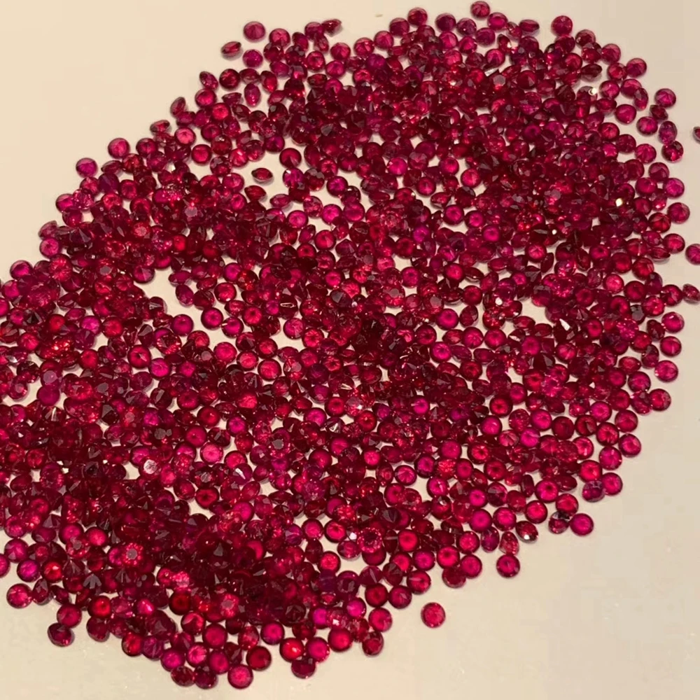 

0.8mm-2.5mm Natural Red Ruby Gemstone 100% Africa Original Round Brilliant Cut Stones Per Carat