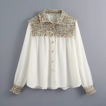 2020 women vintage tweed woolen patchwork casual chiffon blouse office lady long sleeve shirts leisure chic chemise tops LS6554
2020 women vintage tweed woolen patchwork casual chiffon blouse office lady long sleeve shirts leisure chic chemise tops LS6554