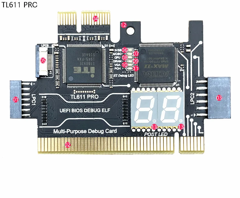 

Analyzer LPC Debug Card PCI PCI-E Post Test Kit Motherboard Diagnostic Card J04