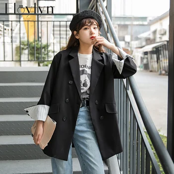 Casual Striped Patchwork Double-breasted Women Blazer Jacket Elegant Female Solid Loose Blazer Office Ladies Workwear 2020
Casual Striped Patchwork Double-breasted Women Blazer Jacket Elegant Female Solid Loose Blazer Office Ladies Workwear 2020