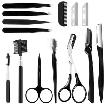 

14pcs Eyebrow Trimming Kit Eyebrow Shaping Set Face Trimmer Razors Shaver Eyebrow Brush Scissors Tweezers Makeup Tools