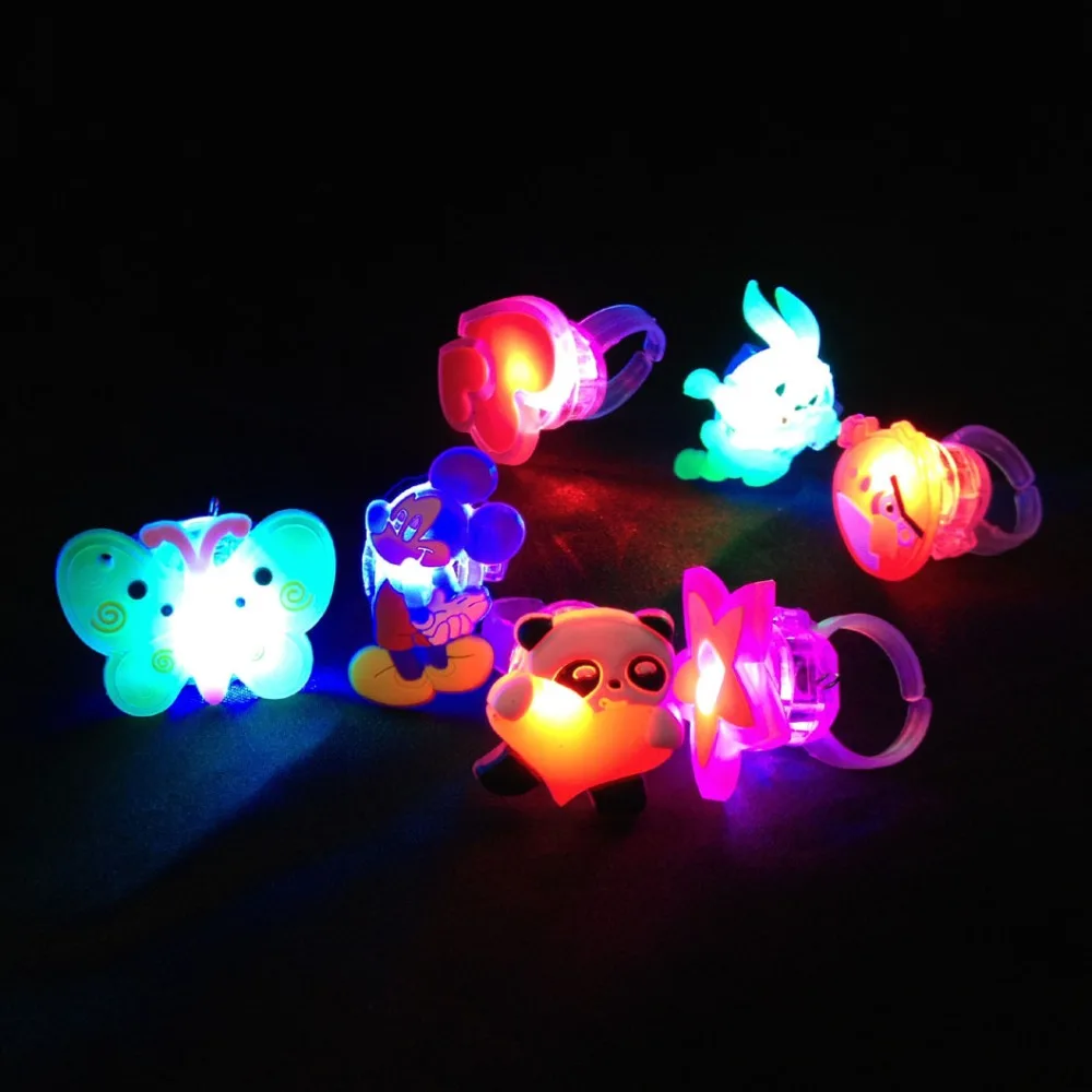 

10pcs/lot Random Kids Toy LED Flashing Light Ring Blinking Party Soft Rave Glow Jelly Finger Rings ring light
