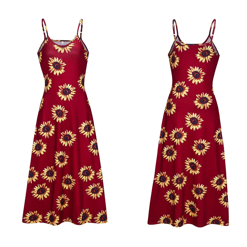 Sexy Maxi Dresses For Women Boho Print V-Neck Floral Sundresses Women Sleeveless Plus Size Dresses For Women 4xl 5xl Summer 2020