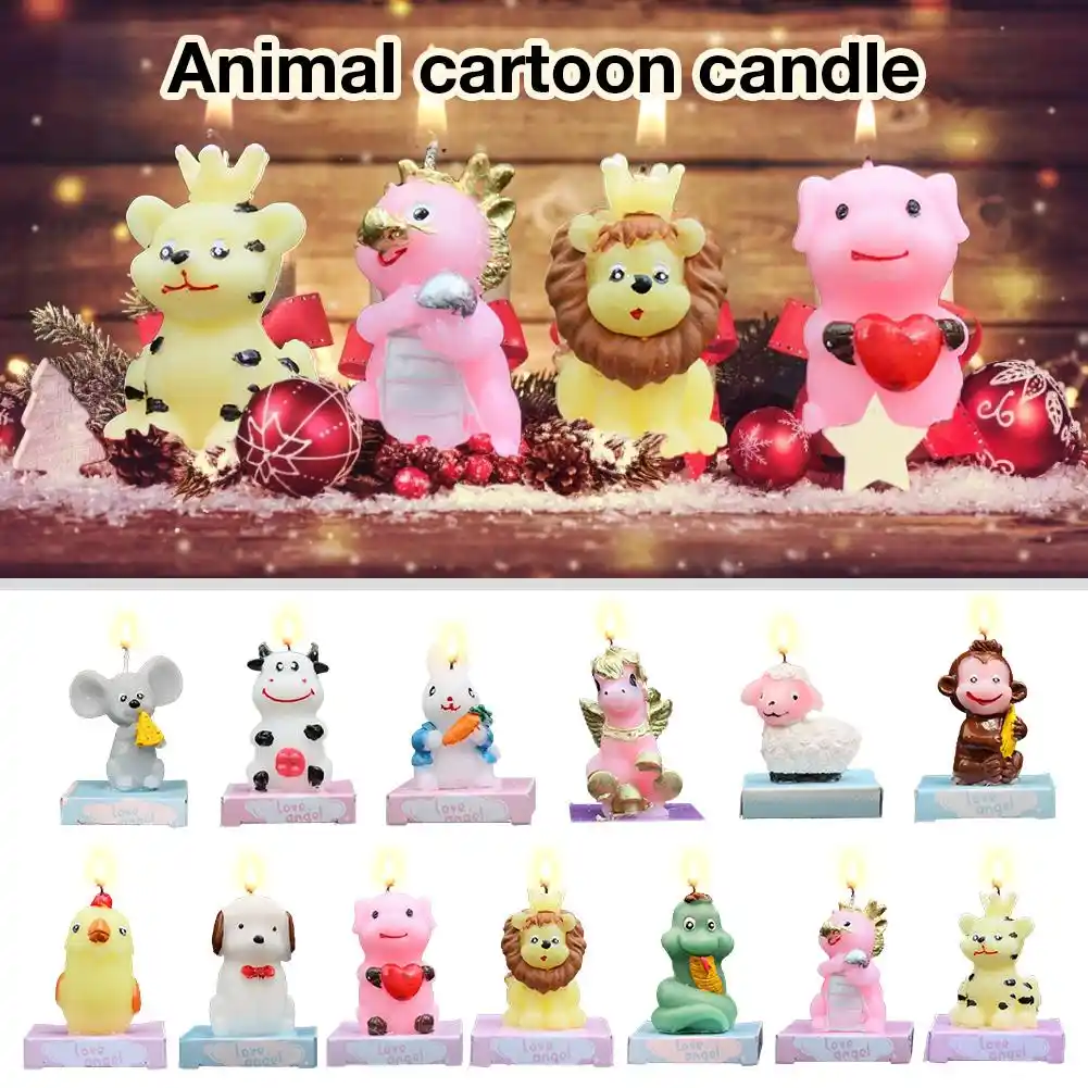 1pcs cute cartoon animal birthday candle colorful