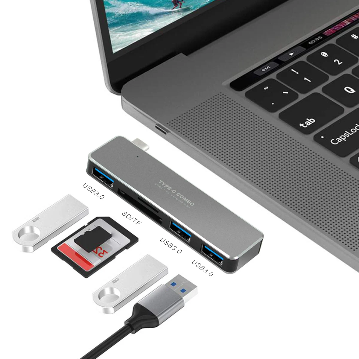 USB C Hub with 3 USB 3.0 SD/TF Card Readers Type C Adapter for MacBook Pro 13/15, 2018 2019 Mac Air, Surface Book 2, Chromebook
USB C Hub with 3 USB 3.0 SD/TF Card Readers Type C Adapter for MacBook Pro 13/15, 2018 2019 Mac Air, Surface Book 2, Chromebook
