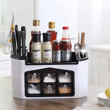 Multi-function Spice Rack Organizer with Seasoning Jar Storage Box for Flatware Cutlery Set, Knife and Cutting Board
Multi-function Spice Rack Organizer with Seasoning Jar Storage Box for Flatware Cutlery Set, Knife and Cutting Board