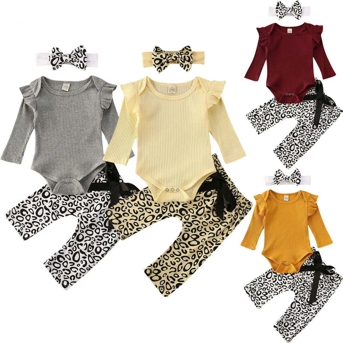 Newborn Baby Boy Girl Clothes Sets 3pcs Solid Knit Romper Leopard Print Pants Headband Outfits Set Clothes
Newborn Baby Boy Girl Clothes Sets 3pcs Solid Knit Romper Leopard Print Pants Headband Outfits Set Clothes