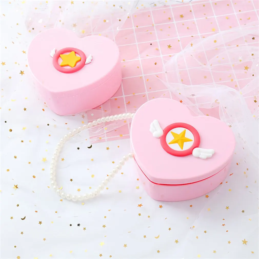 portable storage box set pink cartoon fashion girl heart wings