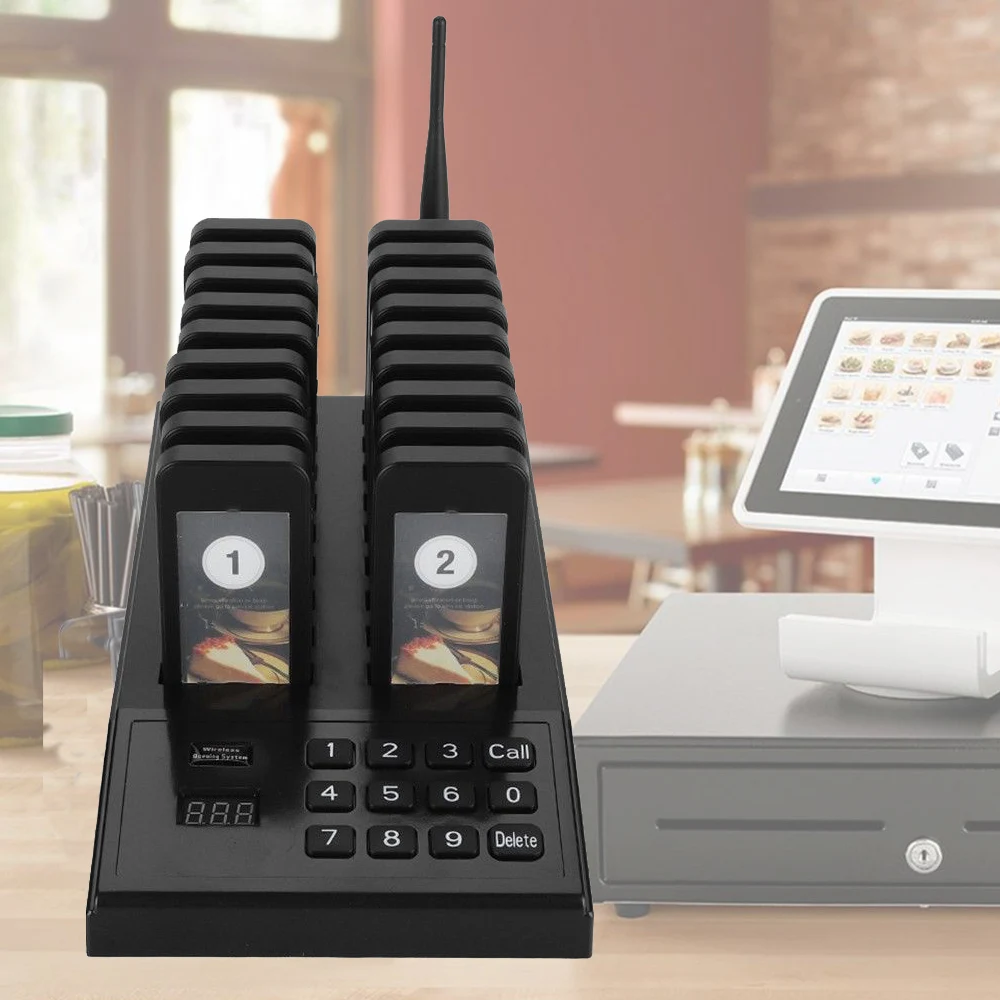 Wireless Calling Pagers System Pager System Restaurant Queuing Paging Calling System 18 Pager 100-240V For Restaurant paging