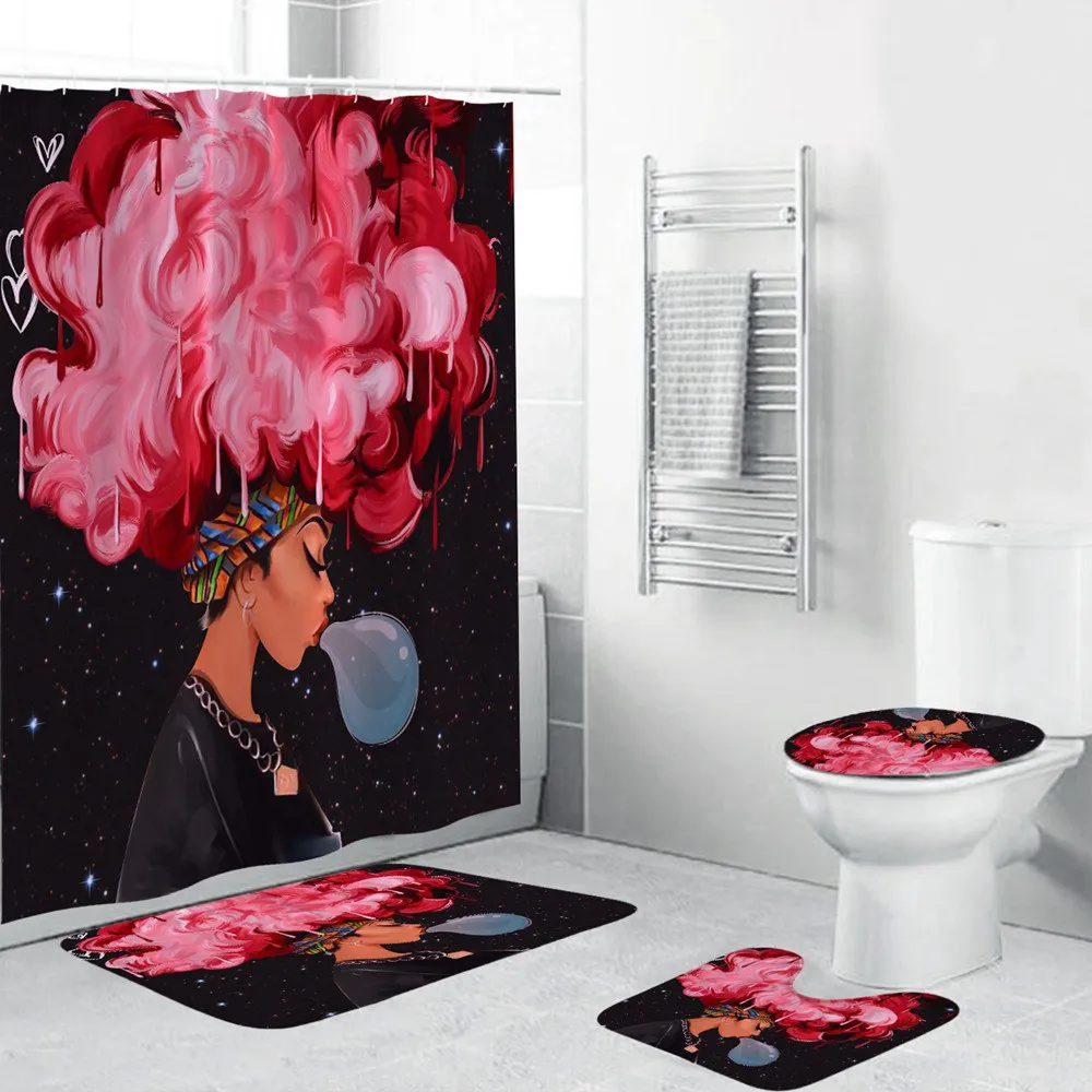 Dafield 4 Pcs African Woman Shower Curtain Set with Polyester Non-Slip RugToilet Lid CoverBath Mat Shower Curtain
Dafield 4 Pcs African Woman Shower Curtain Set with Polyester Non-Slip RugToilet Lid CoverBath Mat Shower Curtain