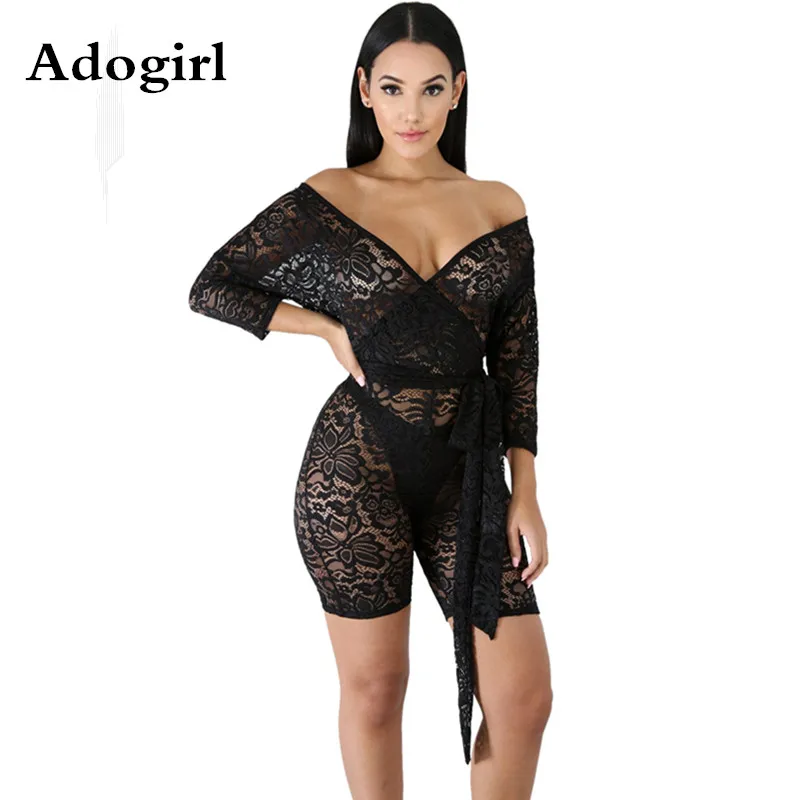Adogirl 2019 Autumn Woman Lace Perspective V-Neck Playsuit Long Sleeve With Sashes Night Club Party Bodycon Jumpsuit Outfits
Adogirl 2019 Autumn Woman Lace Perspective V-Neck Playsuit Long Sleeve With Sashes Night Club Party Bodycon Jumpsuit Outfits