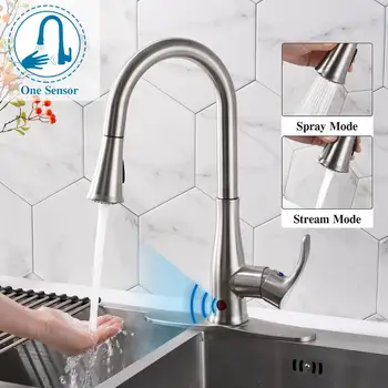 Kitchen Faucets with Pull Down Sprayer Touchless Wave Sensor Solid 2-Function Kitchen Sink Faucets Brushed Nickel
Kitchen Faucets with Pull Down Sprayer Touchless Wave Sensor Solid 2-Function Kitchen Sink Faucets Brushed Nickel